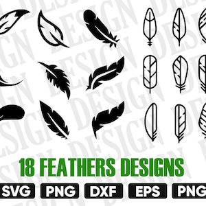FEATHER SVG, feather svg bundle, Boho Feather Svg, Feather Dxf, feather silhouette, feather vector, illusration, Feather Cut Files, iron-on
