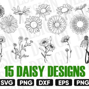 Daisy svg bundle, flower svg, daisy cut file, floral svg, spring svg, daisy clipart, cricut, monogram, gerber, silhouette, stencil, dxf, svg