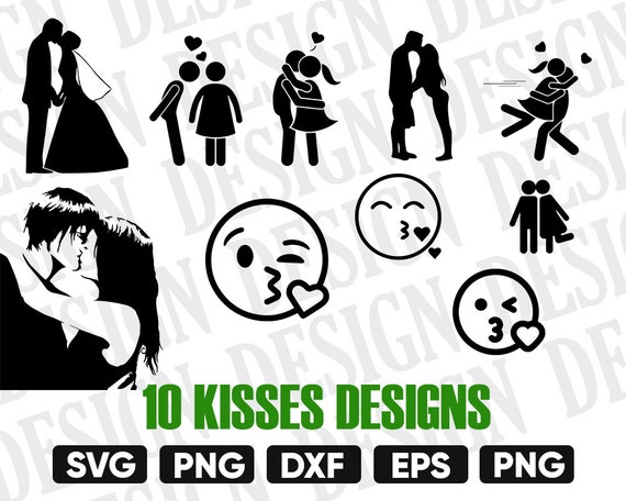 Download Kiss Svg Couple Silhouette Kissing Svg Kiss Silhouette Etsy