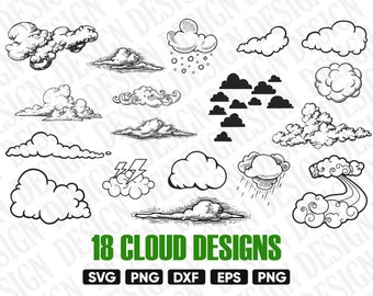 CLOUD SVG, Clouds silhouette, sky svg, Cloud bundle Svg, clouds clipart, Rain svg, rain Silhouettes, cloud stencil, cloud dxf Cloud cut file