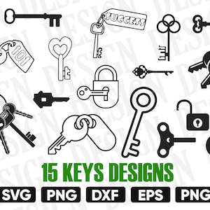 KEYS SVG, key silhouette, modern key, key svg bundle, keys clipart, key print, lock sulhouette, key vector, keys stencil, key dxf, pattern