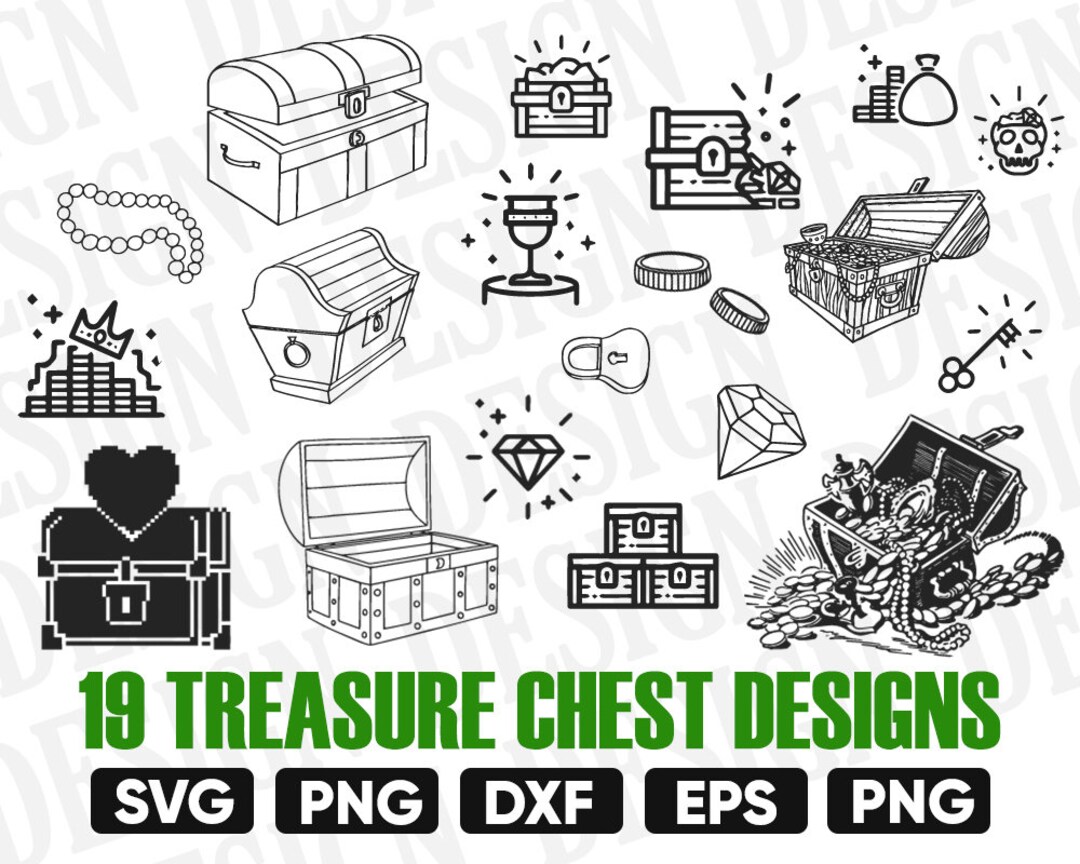 Treasure Chest Svg, Chest Clipart Sailor, Pirate Svg, Gold Svg, Money