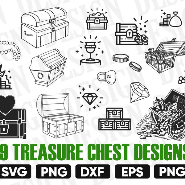 treasure chest svg, chest clipart sailor, pirate svg, gold svg, money svg, treasure box, svg bundle, clipart, stencil, vector, dxf, svg, eps