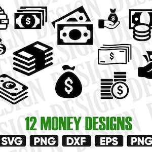 GELD SVG, contant geldontwerp, Geld Clipart, contant geldsilhouet, dollarrekening svg, geld stencil, geld besnoeiingsdossier, munt svg, contant geld stencilgeld dxf