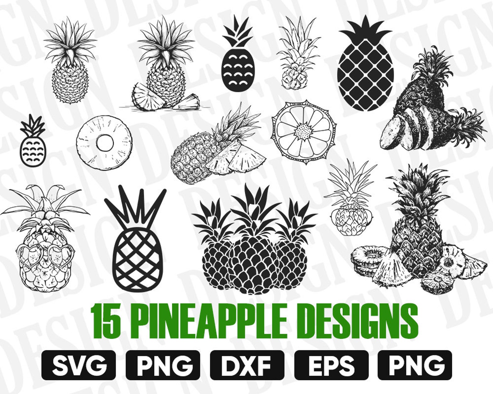 SVG de piña, imágenes prediseñadas de piña, Dxf de piña, impresión de ...
