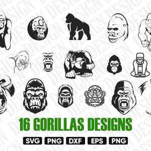 GORILLAS SVG, gorilla Silhouette, Monkey Svg, gorilla head svg, king kong svg, gorilla vector, GORILLAS clipart, gorillas svg Bundle stencil