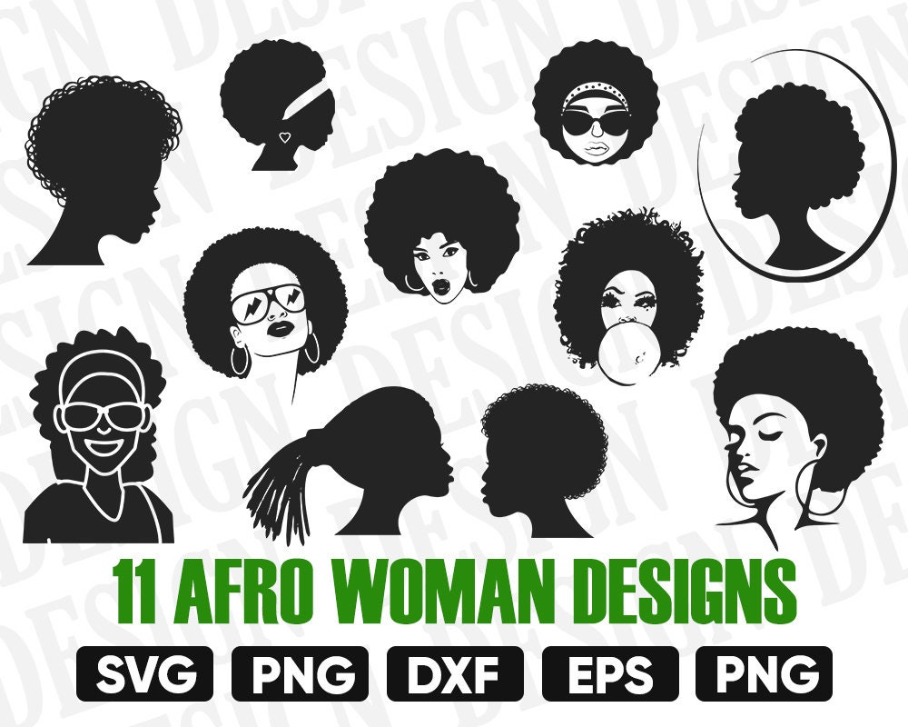 Download Black Woman Clipart Afro Silhouette Diva Silhouette Black Etsy