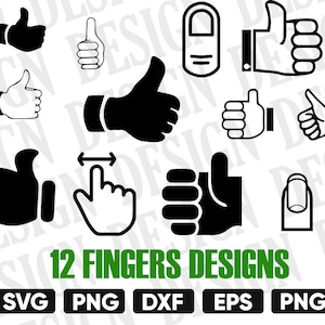 FINGER SVG, clipart palca, ręka SVG, sylwetka palca, kciuk w górę wektor, clipart dłoni, kciuk w górę wektor, Thumb Up SVG Bundle, dxf, winyl