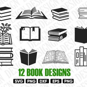 BOOK SVG, open book svg, Reading Books, library svg, book clipart, book stencil, school svg, Book SVG Bundle, book silhouette, book vector