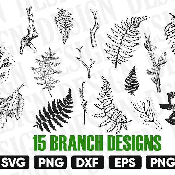 BRANCH SVG, Blätter Clipart, Blatt VEKTOR, von Hand gezeichnetBlätter, Blatt Silhouette, Blatt Svg-Datei, Zweig Cricut, Zweige Svg geschnitten Datei, Monogramm