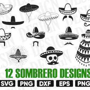 Sombrero svg, cinco de mayo svg, fiesta svg, mexikanische Hut Svg, Schnurrbart Svg, Fiesta Svg, Sombrero Clipart, Svg Dateien für cricut, mexico svg