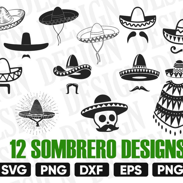 Sombrero svg, cinco de mayo svg, fiesta svg, mexicaanse hoed svg, snor svg, fiesta svg, sombrero clipart, svg bestanden voor cricut, mexico svg