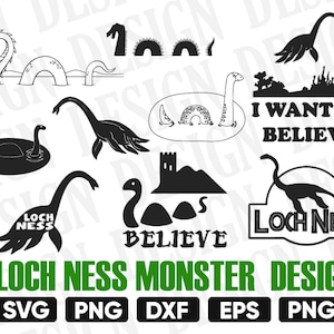 Lochness Monster Svg Bundle, Monster Svg, Lochness Svg, Monster Dinosaurier, Svg Cricut Cutter, Monster Silhouette, Clipart, Schablone, Dxf, Eps