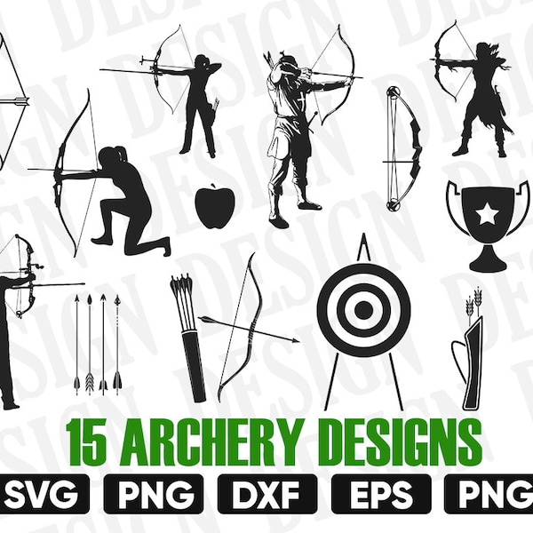 archery clipart, bow svg, arrow svg, Archery silhouette, Archery design, bow and arrow vector, Target svg, archery svg, Archery Bundle