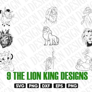LION SVG, Simba silhouette, lion king clipart, cartoon lion, lion svg bundle, animal clipart, King cricut, Simba cricut, dxf