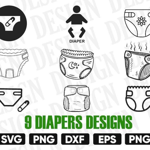 diapers svg bundle, baby diapers svg, diapers silhouette, diapers clipart, commercial use svg, newborn baby svg, svg files for cricut, dxf