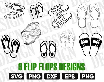 FLIP FLOPS SVG, flip flops vector, monogram flip flops, flip flop Silhouette, flip flops clipart, Flip Flops stencil, Flip flops outline