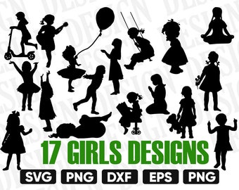 Girls room decor svf bundle, girls silhouette svg, daughter svg, baby room svg, girls face, children silhouettes, svg files for cricut dxf