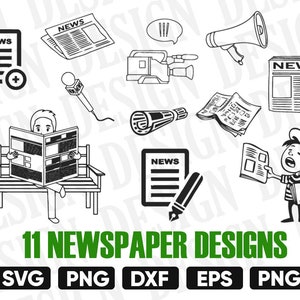 新聞 svg、新聞 クリップアート、新聞 svg、新聞 シルエット、新聞 クリカット カット ファイル、クリップアート、デジタル ダウンロード デザイン、svg