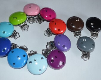 Schnullerclip Holzclip Babyclip Schnullerkettenclip lemon