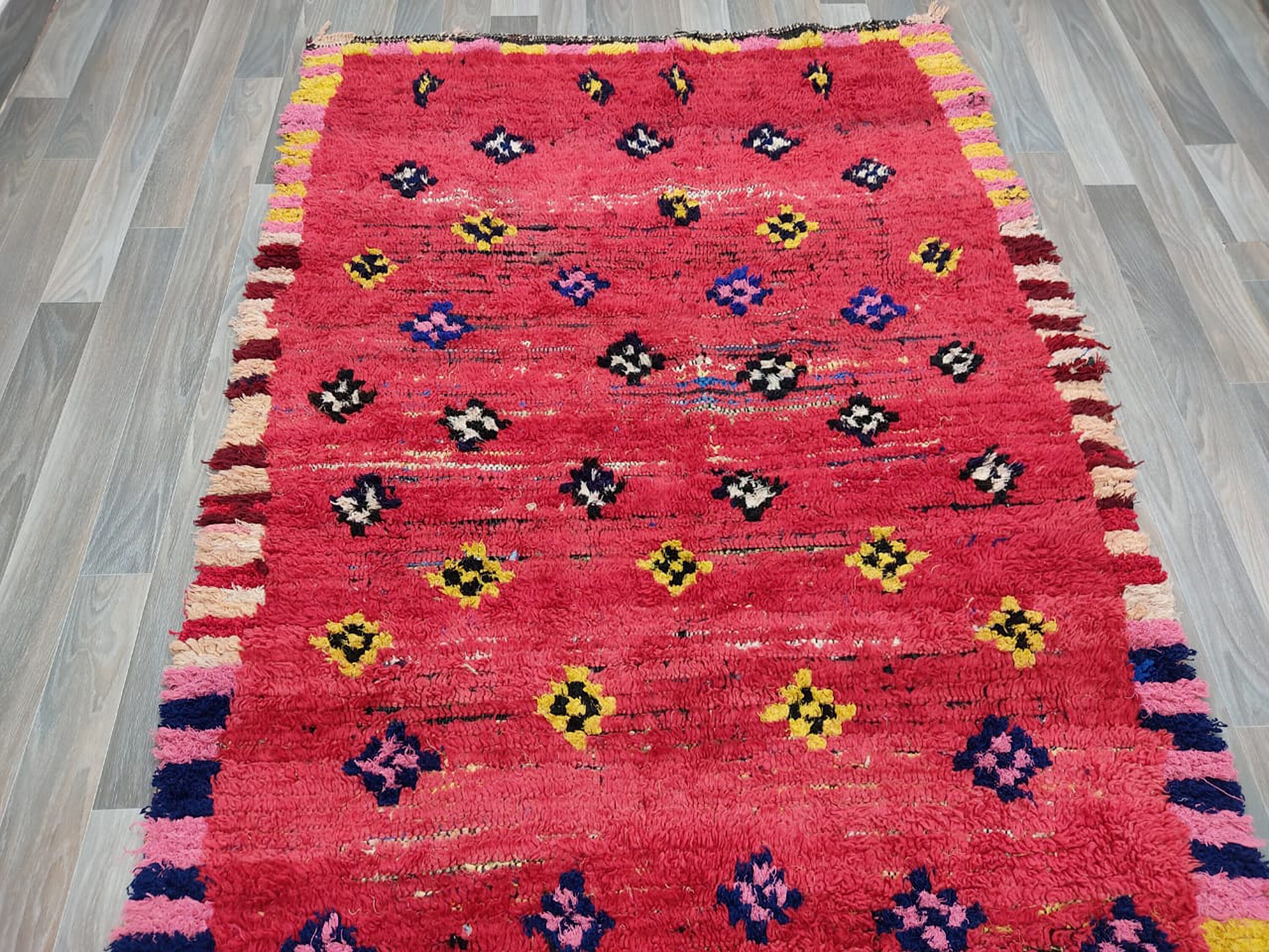 4x6 red vintage rug wool area rug moroccan rug azilal Etsy