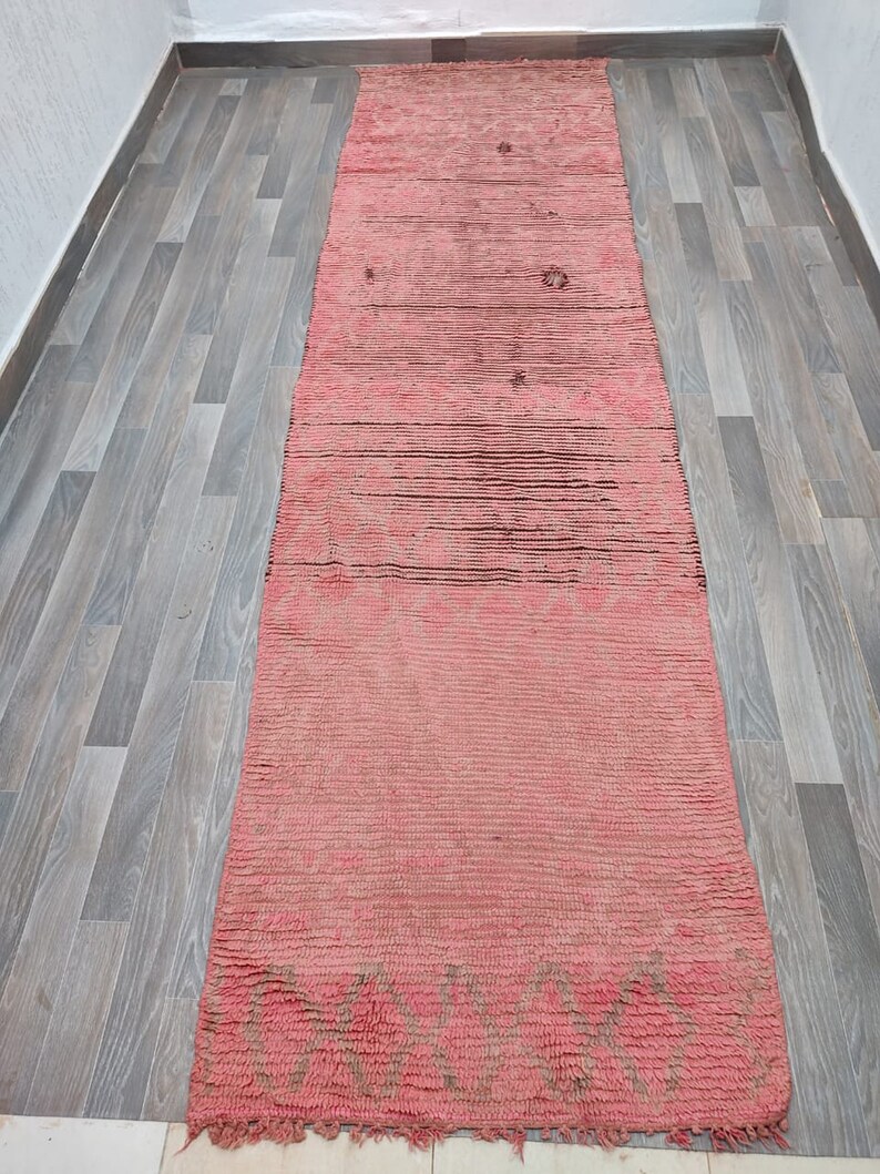 Pink runner rug 3x12 berber wool runner moroccan runner rug Etsy