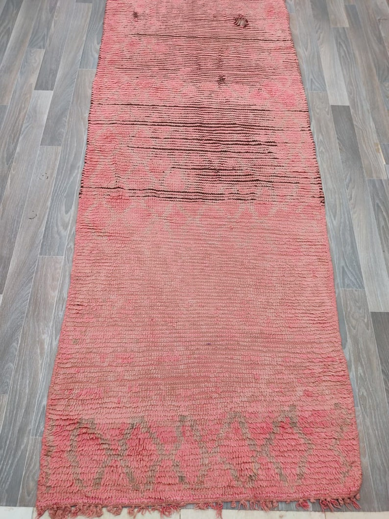 Pink runner rug 3x12 berber wool runner moroccan runner rug Etsy