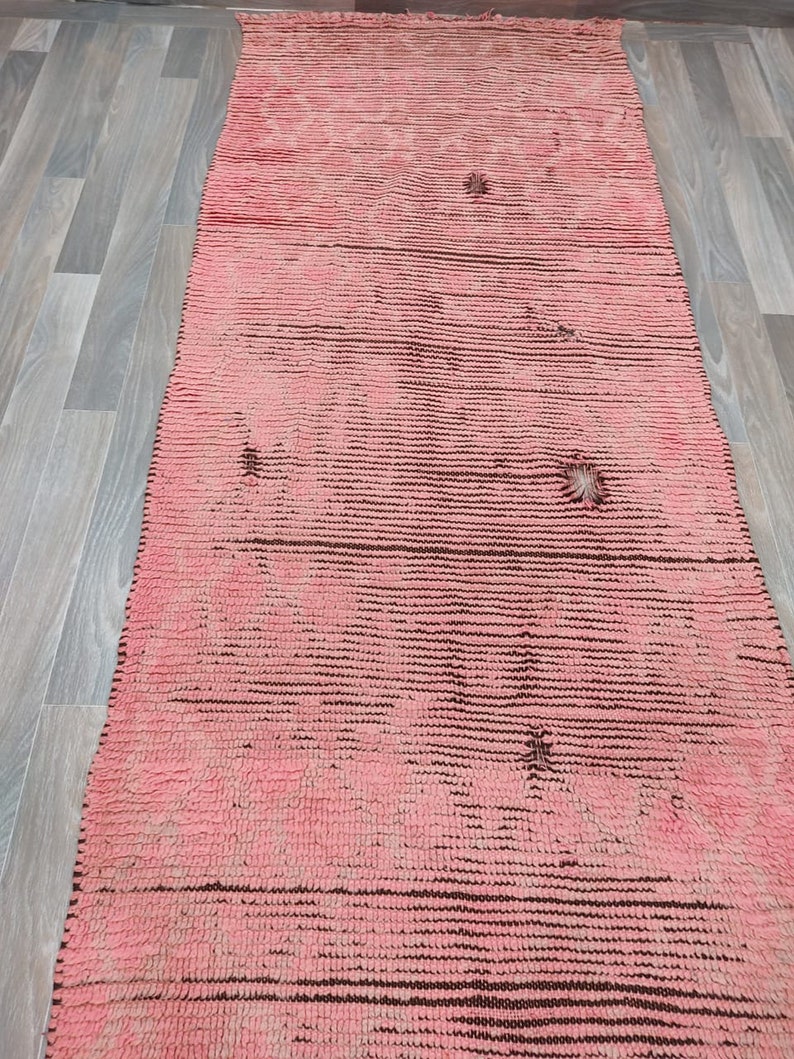Pink runner rug 3x12 berber wool runner moroccan runner rug Etsy