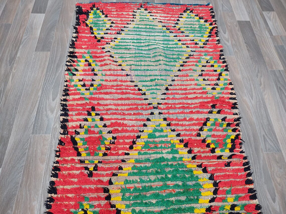 3x5 small red rug moroccan cotton rug boucherouite rug Etsy