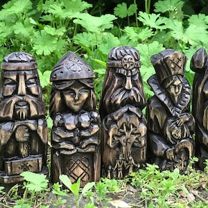 Slavic Pagan Gods Rod, Svarog, Lada, Veles, Mara. Hand carved,Slavic Pantheon, Pagan Nordic Traditions,nordic idol,wood carving.Hand Carved