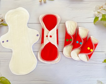 Organic Natural Bamboo Cotton Velours Cloth Pad - Reusable Super Heavy Period- Wide Post Partum