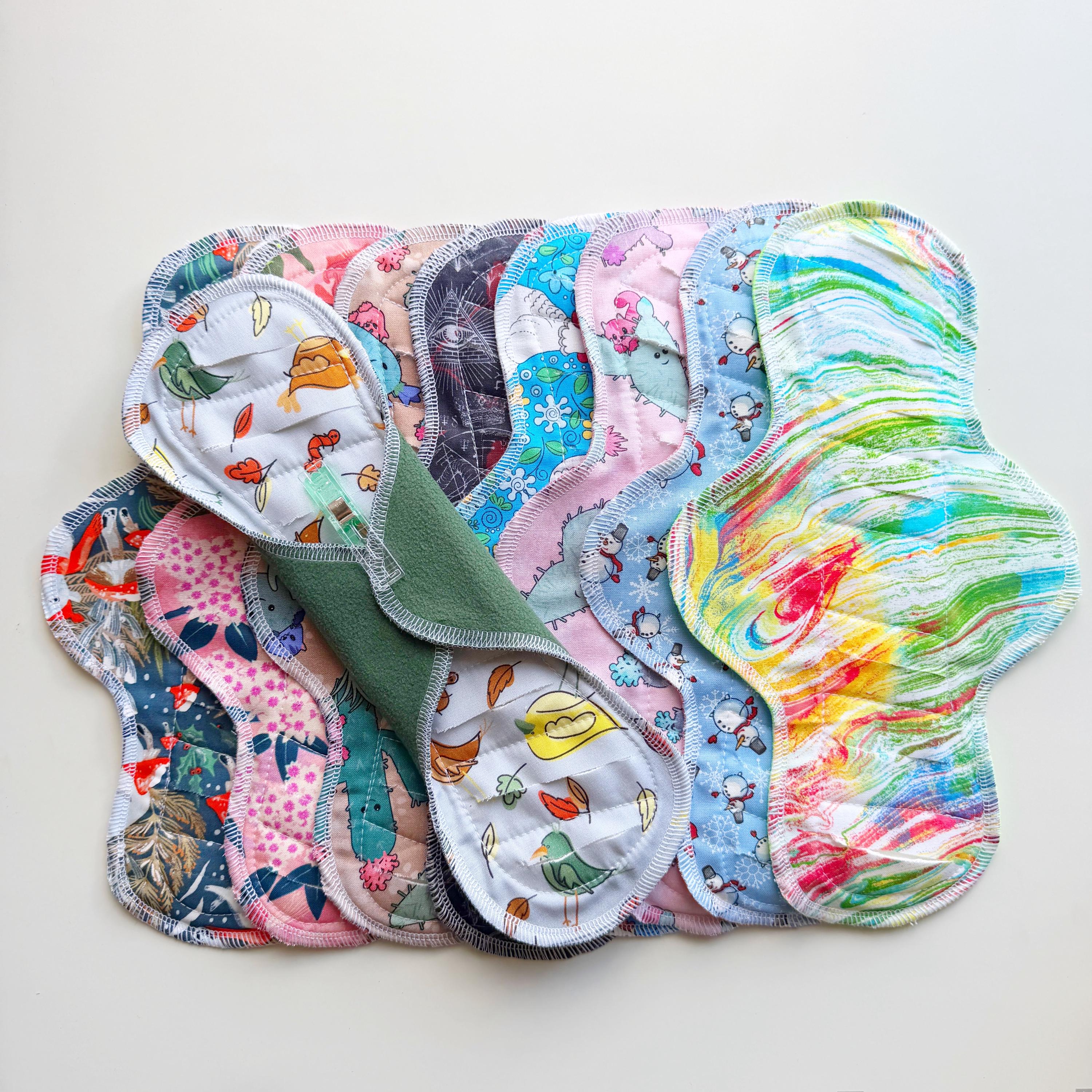 Reusable Gusher Cloth Pad (12 inch): Organic Cotton Bamboo Core, Heavy Flow
