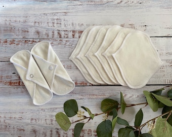 Thin Organic Cotton Bamboo Set of 3 -Baby Terry  Daily Liners- Zero Waste Period-