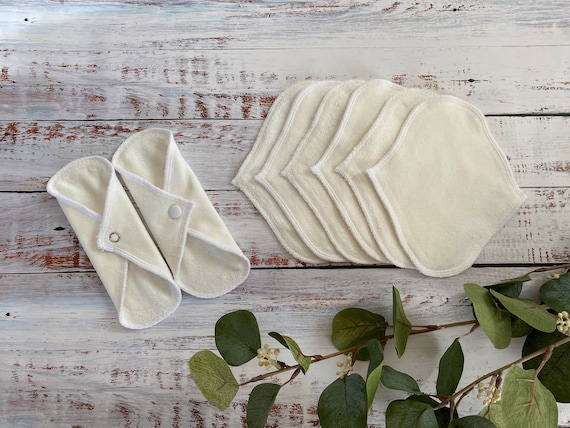 Thin Organic Cotton Bamboo Set of 3 -Baby Terry  Daily Liners- Zero Waste Period-