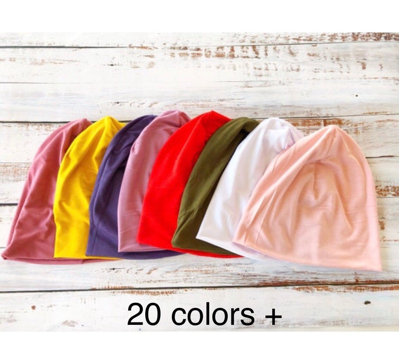 Soft Bamboo Cotton Beanie Slouchy or Regular Fit Toque Chemo Cap Cancer Hat image 1
