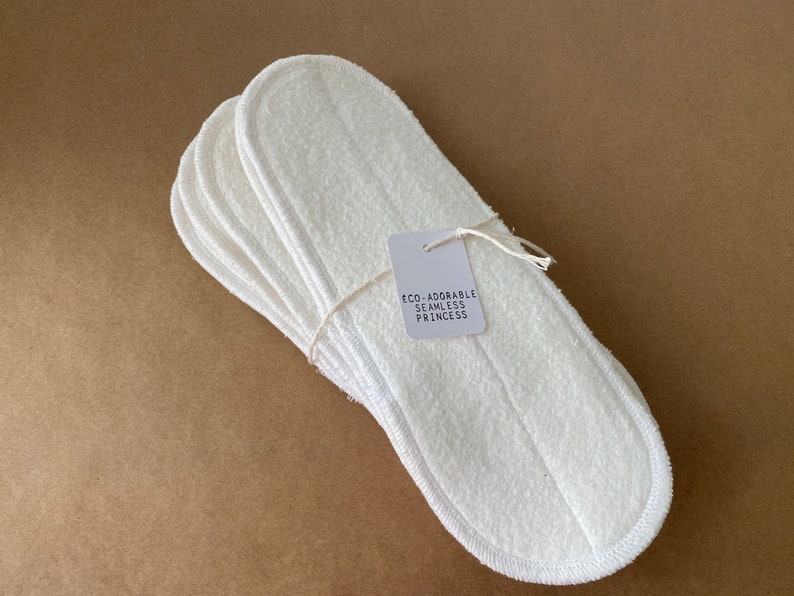 WINGLESS Organic Hemp Bamboo Cotton Booster Pack-Natural Pantyliners- Inserts- Set of 5 image 3