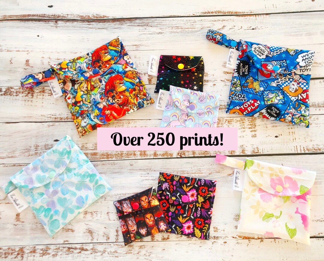 Custom Snap Snack Bag sanitary Pad Wrappers wet Pouch Washable Reusable Snack Bag Cloth Pad