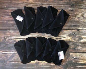 Slipeinlagen aus schwarzem Bio-Baumwollflanell – 3er-Set