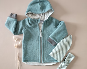 Versandfertig Fleecejacke Kinder Übergangsjacke altgrün mint