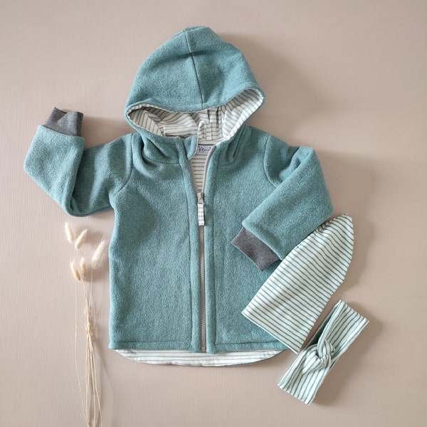 Versandfertig Fleecejacke Kinder Übergangsjacke altgrün mint