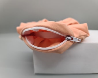 Stash Scrunchie Apricot mit Reißverschluss - mit Geheimversteck - Pocket Scrunchie/Stashie - Herbst Pastellfarben