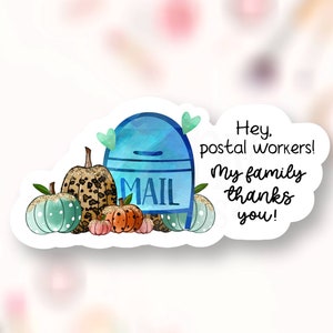 Naklejka z podziękowaniami dla pracownika poczty PNG, Dynie ciężarówek USPS, Etykieta małej firmy, Urocze pieczęcie na jesienne paczki sklepowe, Pobierz Cricut Avery SVG