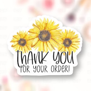 Merci pour votre commande Autocollant PNG, Tournesols d’automne-été, Fournitures de magasin mignons, Étiquette de petite entreprise, Sceau d’enveloppe, Cricut Télécharger Avery