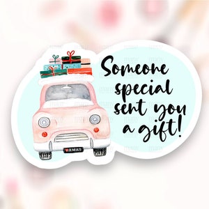 Naklejka Someone Sent Send You a Gift PNG, Cute Christmas Small Business Label, Winter Holiday Package Seals, Pobierz Silhouette Cricut Avery SVG