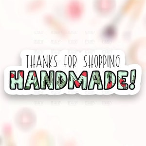 Merci d’avoir acheté autocollant fait à la main PNG, étiquettes d’emballage de petite entreprise de Noël, tissu de couture Happy Mail Seals, Cricut Avery Télécharger SVG