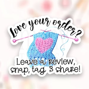 Leave Review Sticker PNG, Stricken Häkeln Small Business Paket Etiketten, Nähen Umschlag Siegel, Cricut Silhouette Print Cut Download SVG