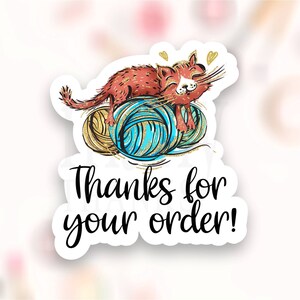 Merci pour votre commande Autocollant PNG, Mignon Fil Chat Petite Entreprise Étiquettes d’emballage, Tricot Crochet Enveloppe Sceaux, Cricut Avery Télécharger SVG