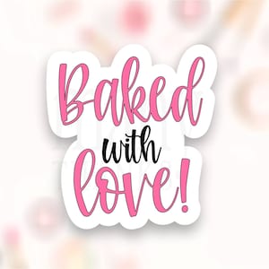Cuit avec Love Sticker PNG, Pink Script Small Business Labels, Cute Shop Happy Mail Package Seals, Télécharger Cricut Silhouette Avery SVG