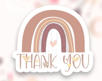 Thank You Sticker PNG, Boho Rainbow Herzen, Small Business Paket Etiketten, Süße LeckerliBeutel Robben, Cricut Avery Silhouette Download SVG