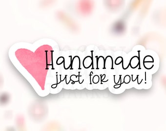Handmade Just for You Sticker PNG, Pink Heart Small Business Happy Mail Etiketten, Süße Craft Shop Siegel, Cricut Silhouette Avery Download SVG